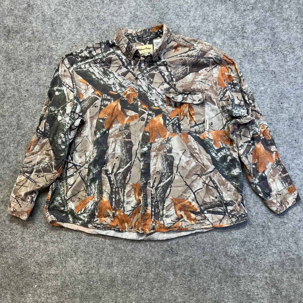 Outfitters Ridge Camo Shirt Mens 3XL Fusion 3-D Camouflage Cotton Button Down